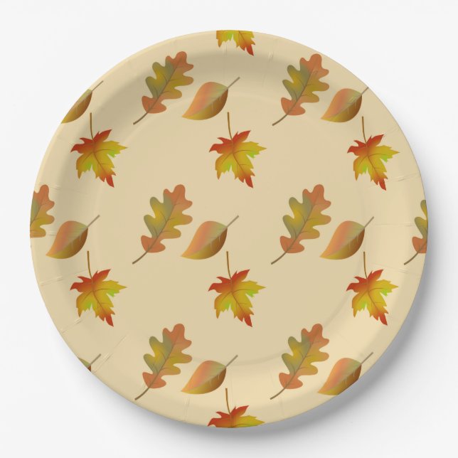 Assiettes En Carton Cozy autumn maple leaves oak leaves (Devant)