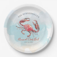 Crab Boire de fruits de mer Famille d'été Aquarell