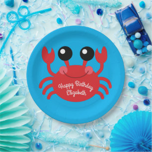 Assiettes En Carton Crabe Anniversaire Soirée Cartoon Enfants