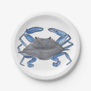Assiettes En Carton Crabe bleu