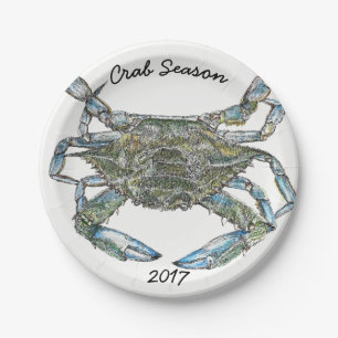 Assiettes En Carton Crabe bleu