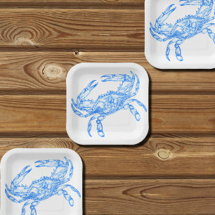 Assiettes En Carton crabe bleu vintage