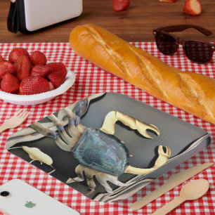 Assiettes En Carton Crabe d'art en métal bleu 