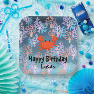 Assiettes En Carton crabe magique sous le pastel arc-en-ciel de la mer