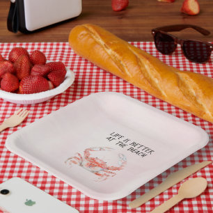 Assiettes En Carton Crabe océanique Rouge Blush