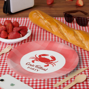 Assiettes En Carton Crabe rouge fruits de mer  Scott géométrique nauti