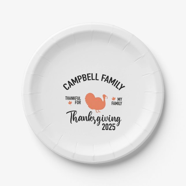 Assiettes En Carton Crampbell Family 2025 Thanksgiving diner Turquie (Devant)