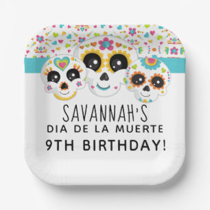 Assiettes En Carton Crâne à sucre Dia de La Muerte Halloween Anniversa