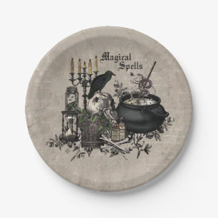 Assiettes En Carton Crâne d'Halloween vintage moderne