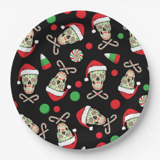 Assiettes En Carton Crâne Père Noël de sucre