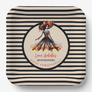 Assiettes En Carton Crâne sucre Dia de los Muertos Jour des morts