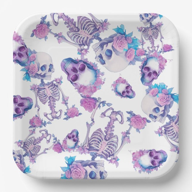 Assiettes En Carton Crânes Pastelloween (Recto)