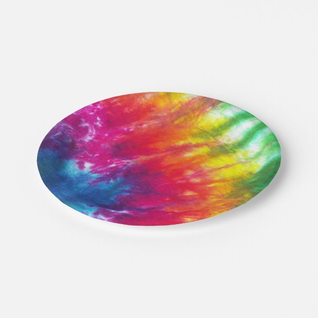 Assiettes En Carton Cravate arc-en-ciel (Angle)