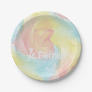 Assiettes En Carton Cravate-Dye Retro Pastel Peinture d'Aquarelle dans