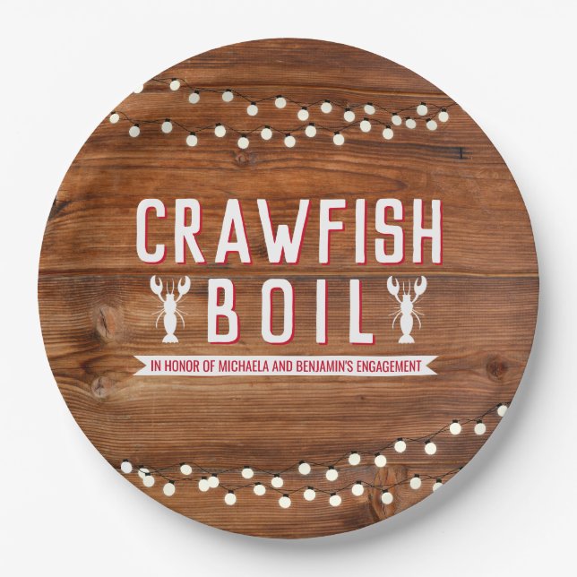 Assiettes En Carton Crawfish Boil Couples Russe Engagement Party (Devant)