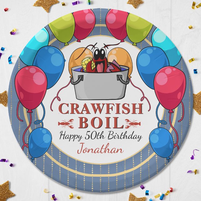 Assiettes En Carton Crawfish Boil fruits de mer Blue Gold fête d'anniv (Crawfish Boil Seafood Blue Gold Birthday Party Paper Plates! Perfect for a birthday of any age!)
