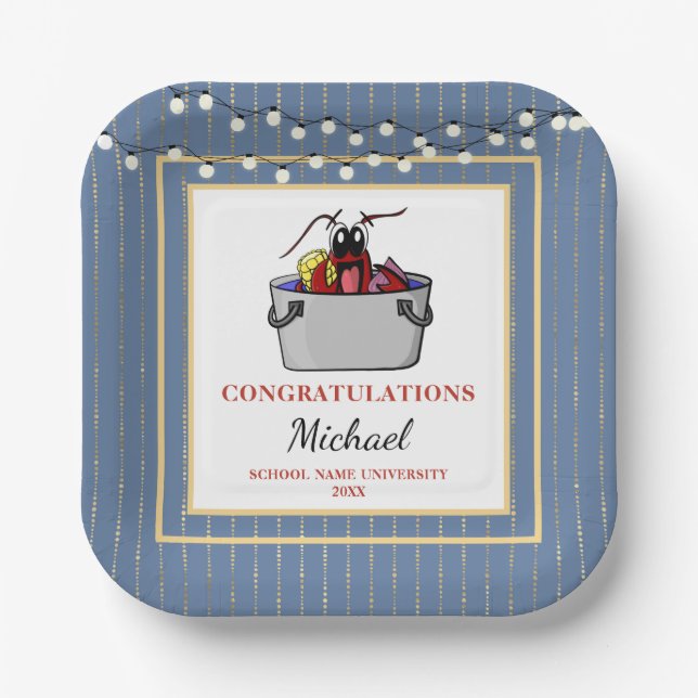 Assiettes En Carton Crawfish Boil Graduation School Event (Recto)