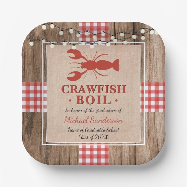 Assiettes En Carton Crawfish Boil Lobster Graduation Party Rustique (Recto)