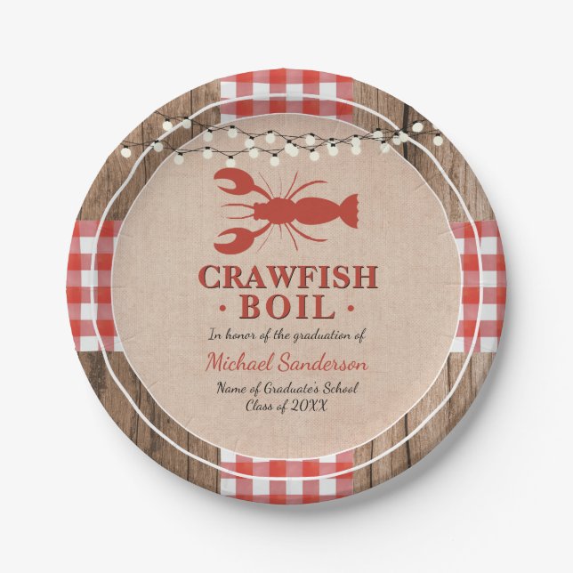 Assiettes En Carton Crawfish Boil Lobster Graduation Party Rustique (Devant)