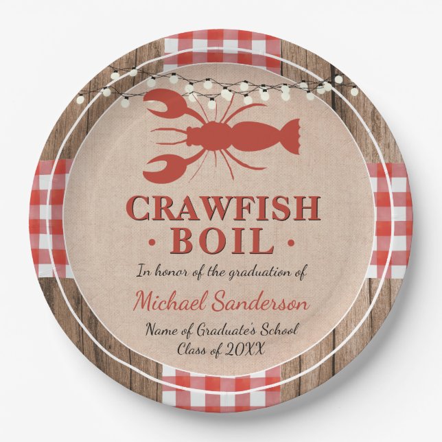 Assiettes En Carton Crawfish Boil Lobster Graduation Party Rustique (Devant)
