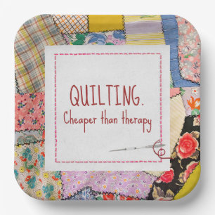 Assiettes En Carton Crazy Patchwork Quilt Avec Citation Amusante
