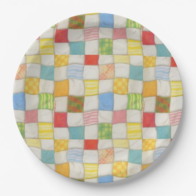 Assiettes En Carton CRAZY QUILT 9" Plaques de papier rond (Devant)