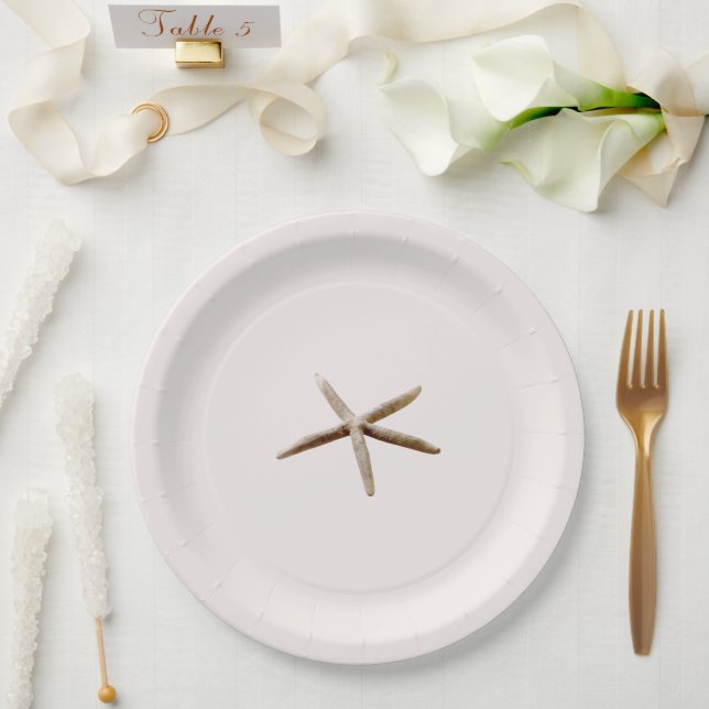 Assiettes En Carton Cream Blush Starfish Beach Wedding (Mariage)