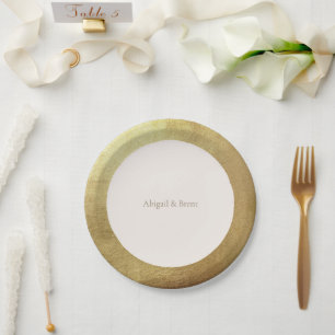 Assiettes En Carton Cream & Metallic Gold Image Mariage simple