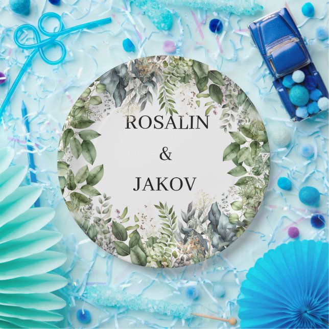 Assiettes En Carton Create Your Own wedding eucalyptus (Fête)