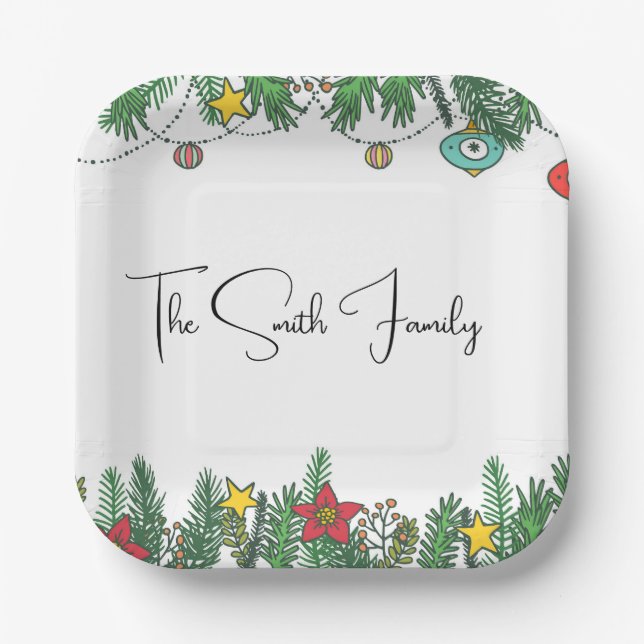 Assiettes En Carton Création de souvenirs autour de l'arbre (Recto)