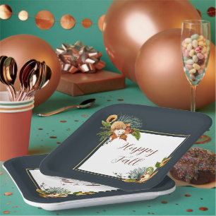 Assiettes En Carton Créatures et nature d'automne avec texte personnal