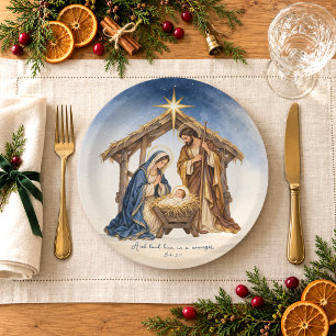 Assiettes En Carton Crèche Luc 2:7 Noël