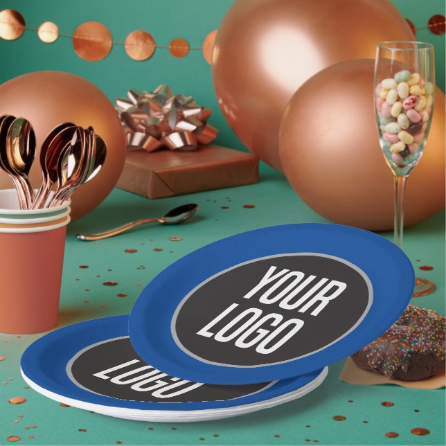 Assiettes En Carton Créer du papier logo d'entreprise Cocktail bleu (Multi)
