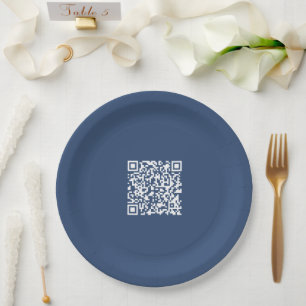 Assiettes En Carton Créer un code QR analysable Bleu de marine