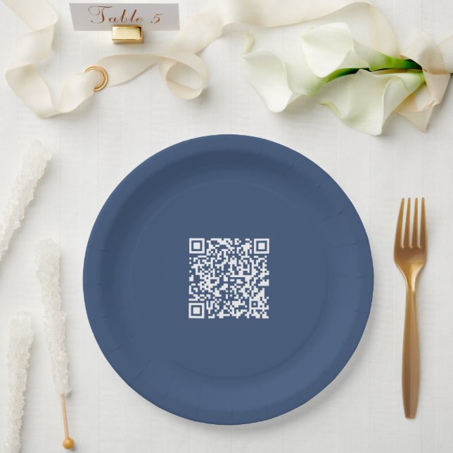 Assiettes En Carton Créer un code QR analysable | Bleu de marine (Mariage)