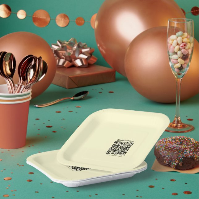 Assiettes En Carton Créer un code QR | Jaune pâle (Multi)