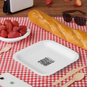 Assiettes En Carton Créer votre propre code QR   Noir et blanc