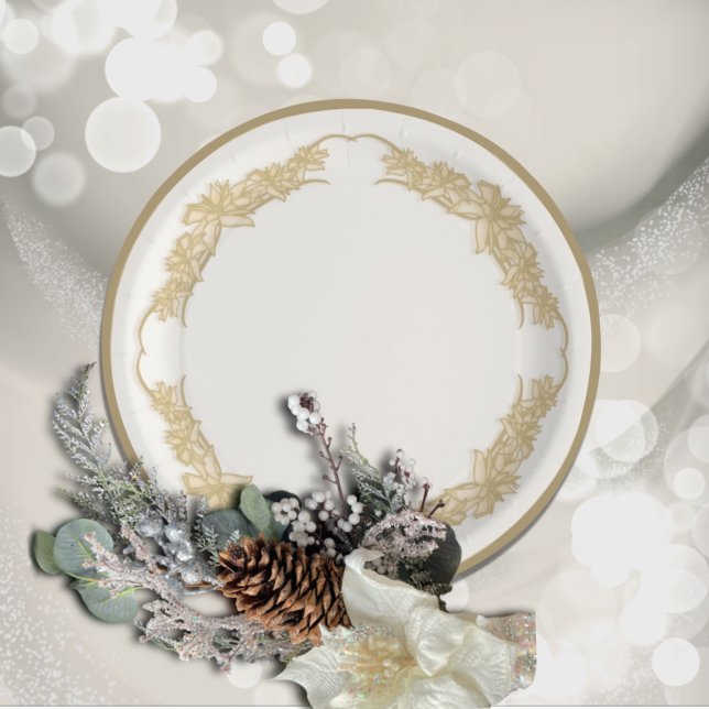 Assiettes En Carton Crème dentelle Sheer Poinsettia (Créateur téléchargé)