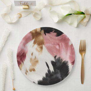 Assiettes En Carton Crème d'or rose noir vachette