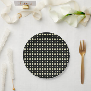 Assiettes En Carton Crème et noir minimaliste Pois g9