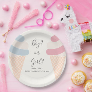 Assiettes En Carton Crème Glace Pastel Couleur Garçon Ou Fille Genre R
