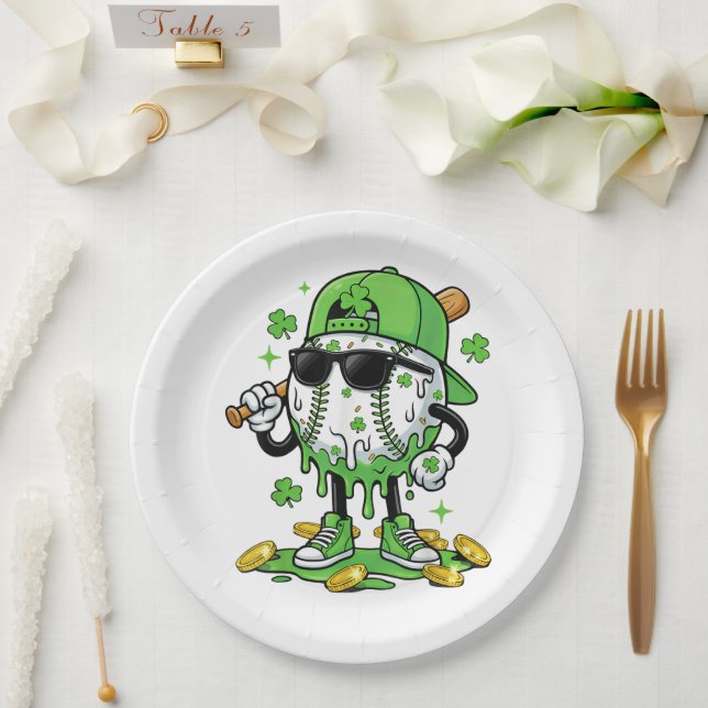 Assiettes En Carton Crème Glacée Baseball Drip Saint-Patrick (Mariage)