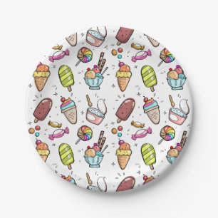 Assiettes En Carton Crème glacée colorée, bonbons et lollies Motif