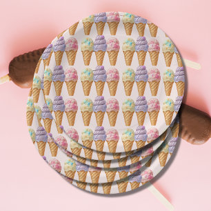 Assiettes En Carton Crème glacée douce été ici Baby shower Scoop
