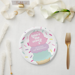 Assiettes En Carton Crème glacée et arroses sucrées Un 1er anniversair