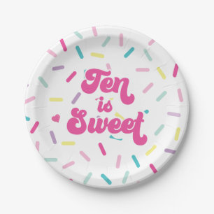 Assiettes En Carton Crème glacée et gâteau Dix est doux 10e anniversai