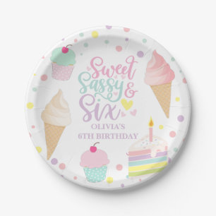 Assiettes En Carton Crème glacée et gâteau sucré Sassy Six 6e annivers