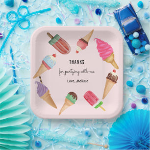 Assiettes En Carton Crème glacée Popsicles Parti rose