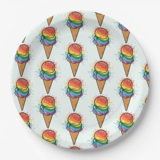 Assiettes En Carton Crème glacée Rainbow LGBTQ+ Pride