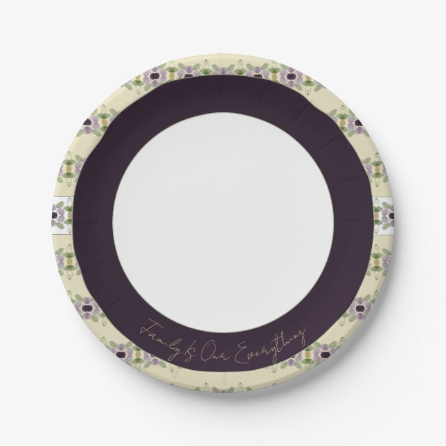 Assiettes En Carton Crème Or Et Mauve (Devant)